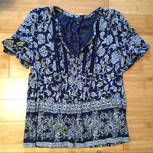 Lucky Brand Boho Short Sleeved Blouse